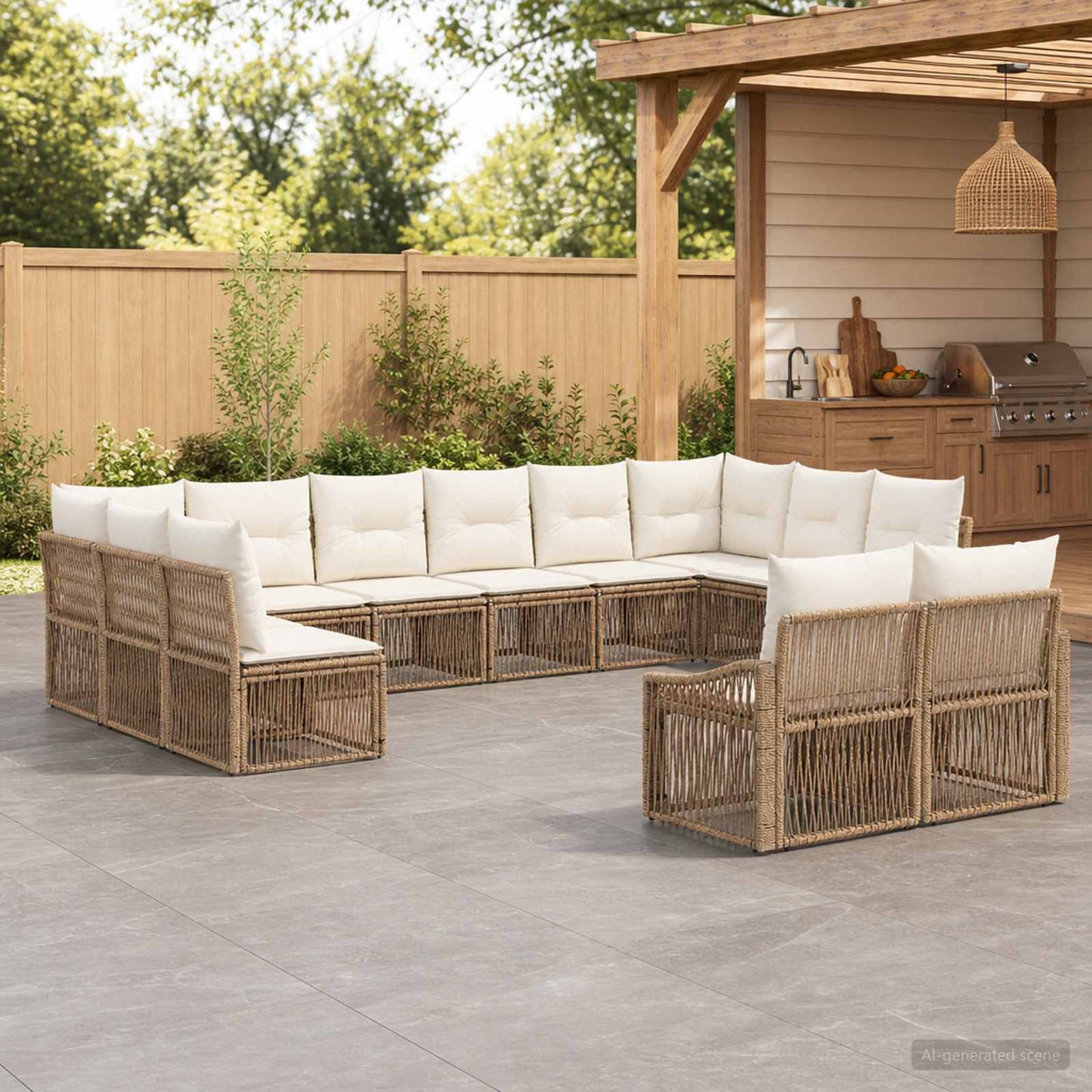 Set Divano da Giardino 12 pcs Beige polyrattan | homemem39