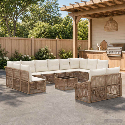 Set Divano da Giardino 13 pcs Beige polyrattan | homemem39