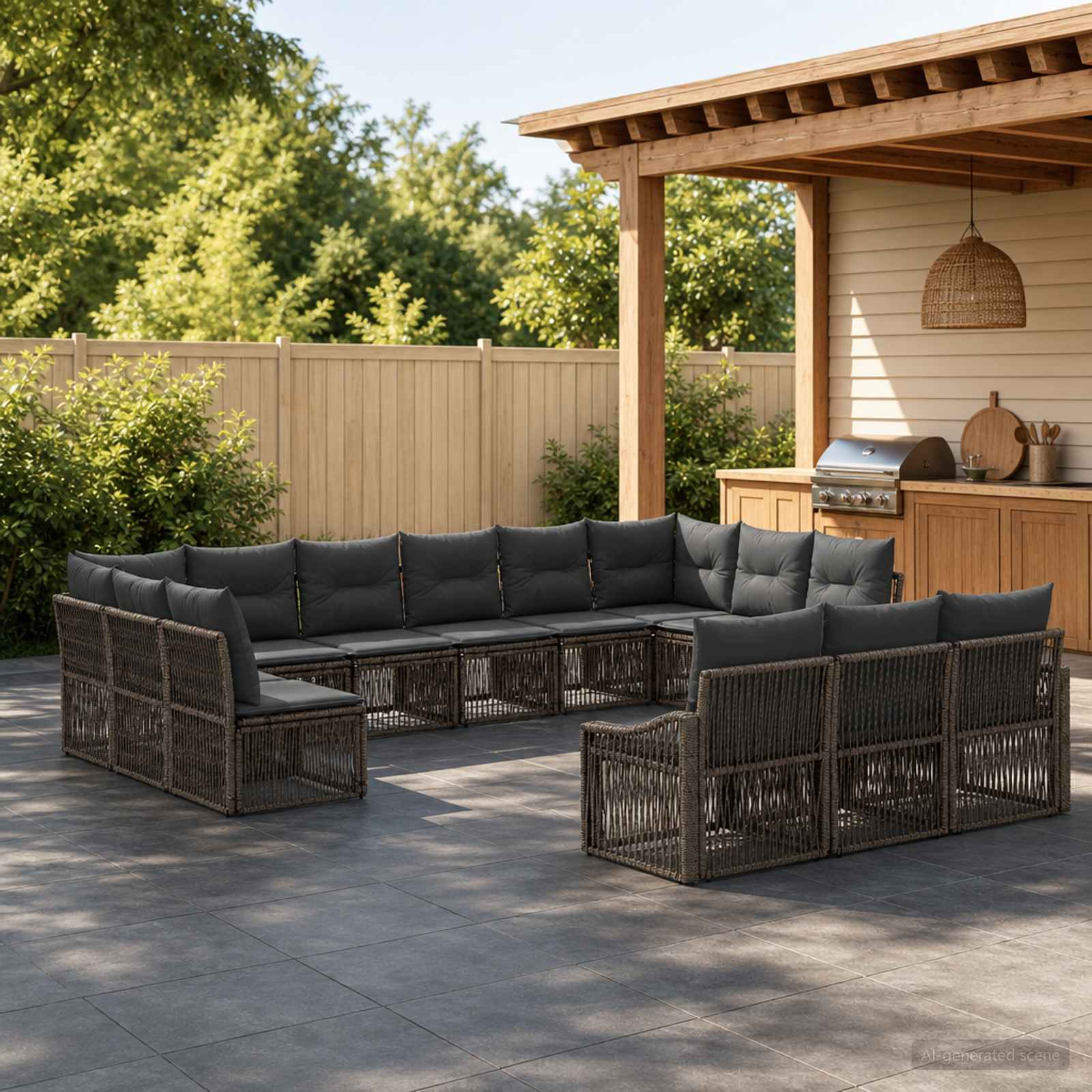 Set Divano da Giardino 13 pcs Grigio polyrattan | homemem39