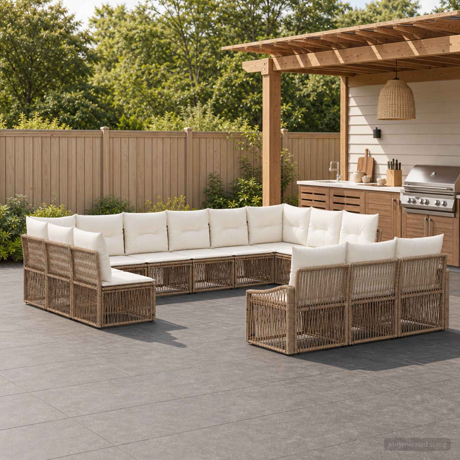 Set Divano da Giardino 13 pcs Beige polyrattan | homemem39