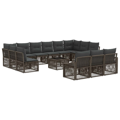 Set Divano da Giardino 14 pcs Grigio polyrattan | homemem39