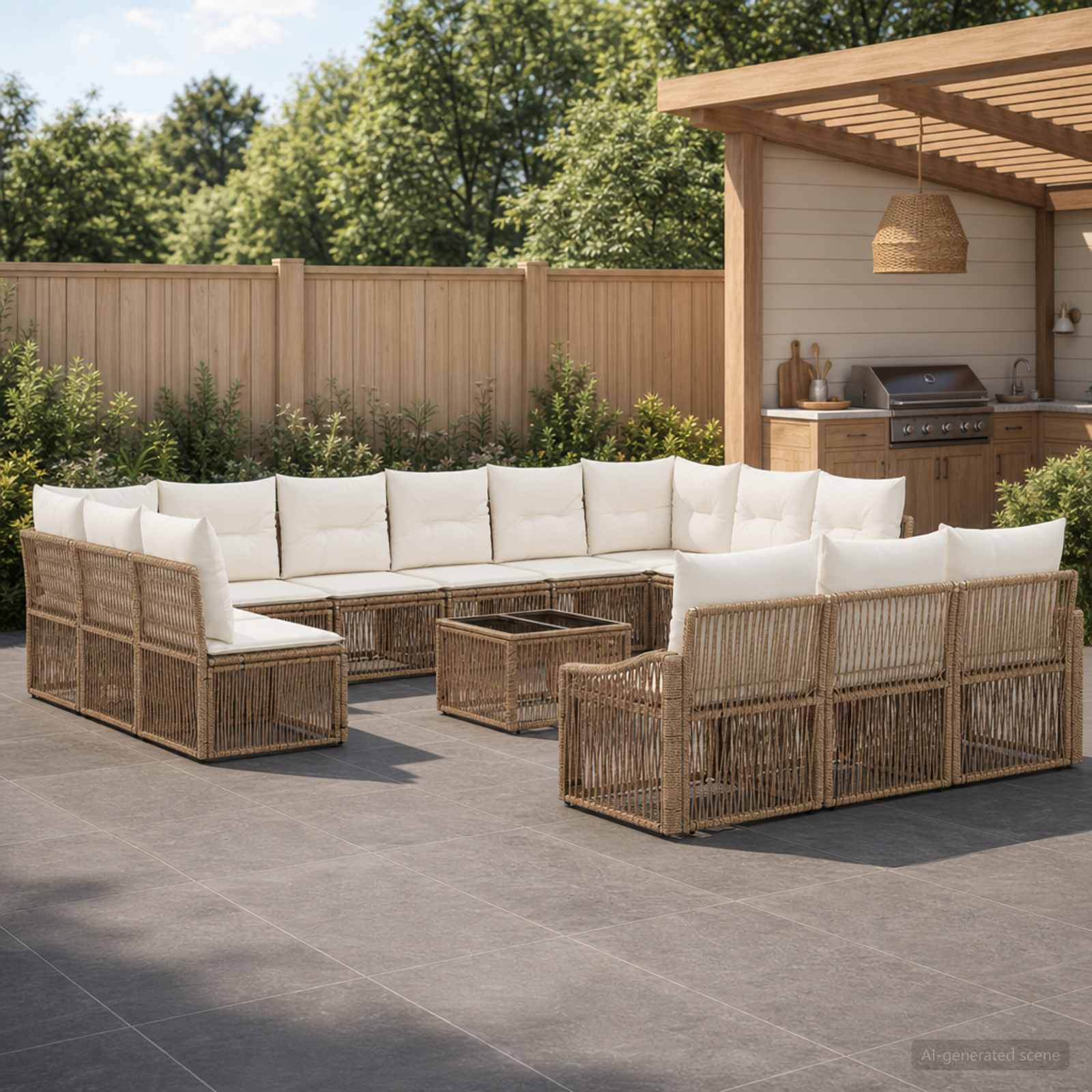 Set Divano da Giardino 14 pcs Beige polyrattan | homemem39