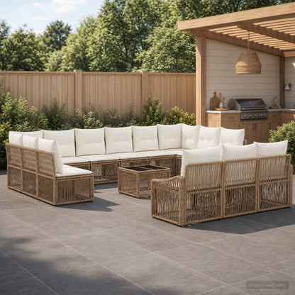 Set Divano da Giardino 14 pcs Beige polyrattan | homemem39