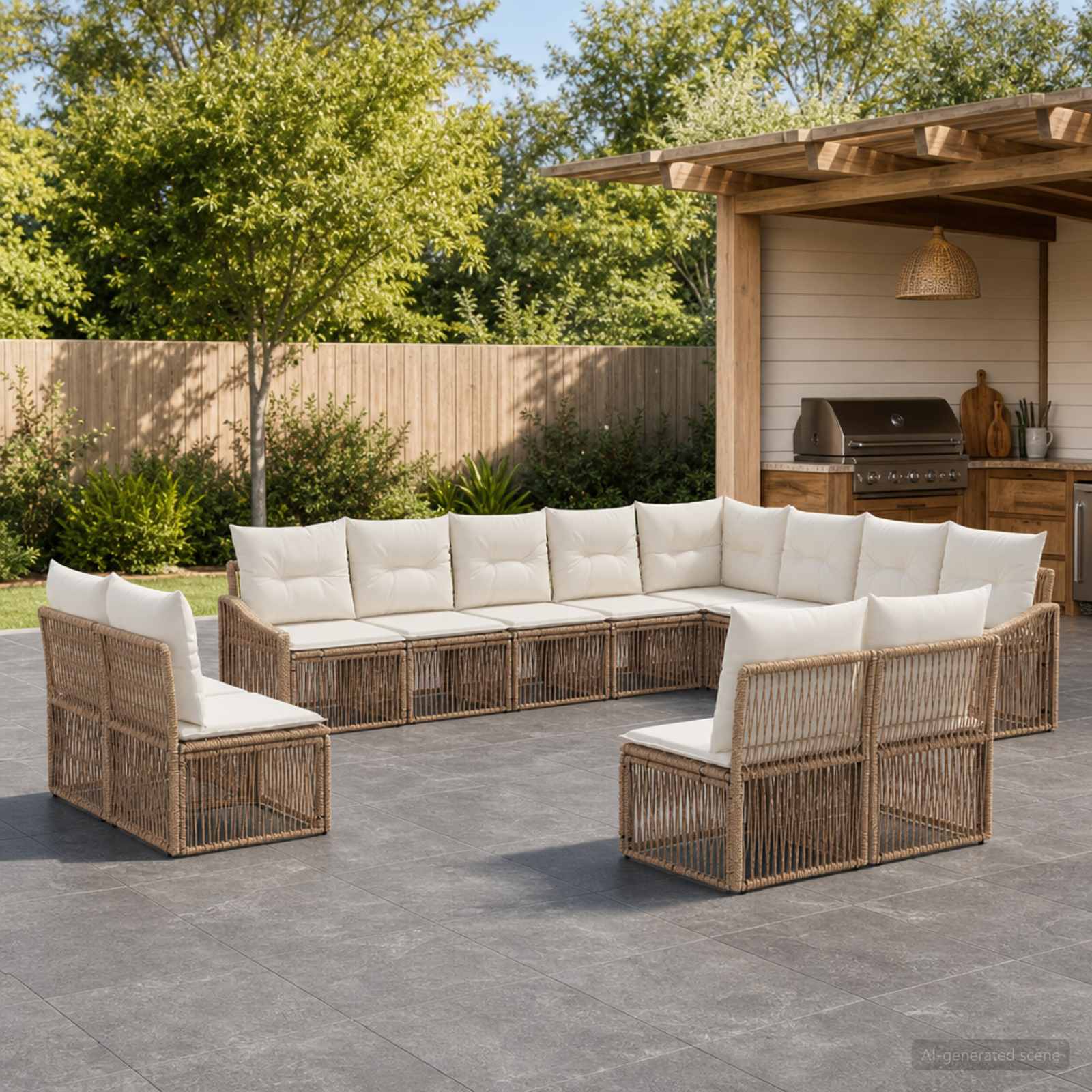 Set Divano da Giardino 12 pcs Beige polyrattan | homemem39