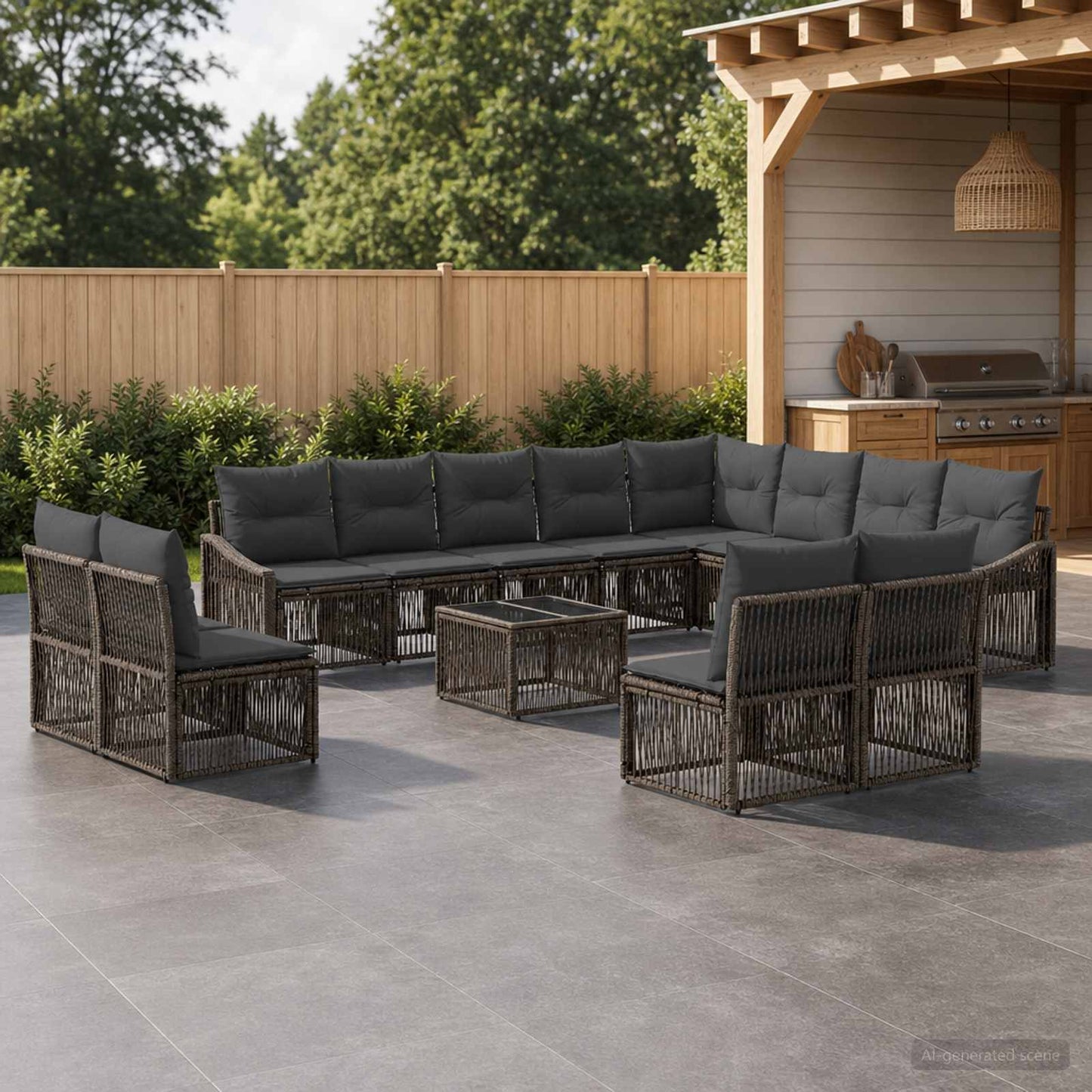 Set Divano da Giardino 13 pcs Grigio polyrattan | homemem39
