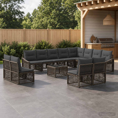 Set Divano da Giardino 13 pcs Grigio polyrattan | homemem39