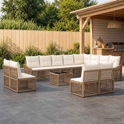 Set Divano da Giardino 13 pcs Beige polyrattan | homemem39