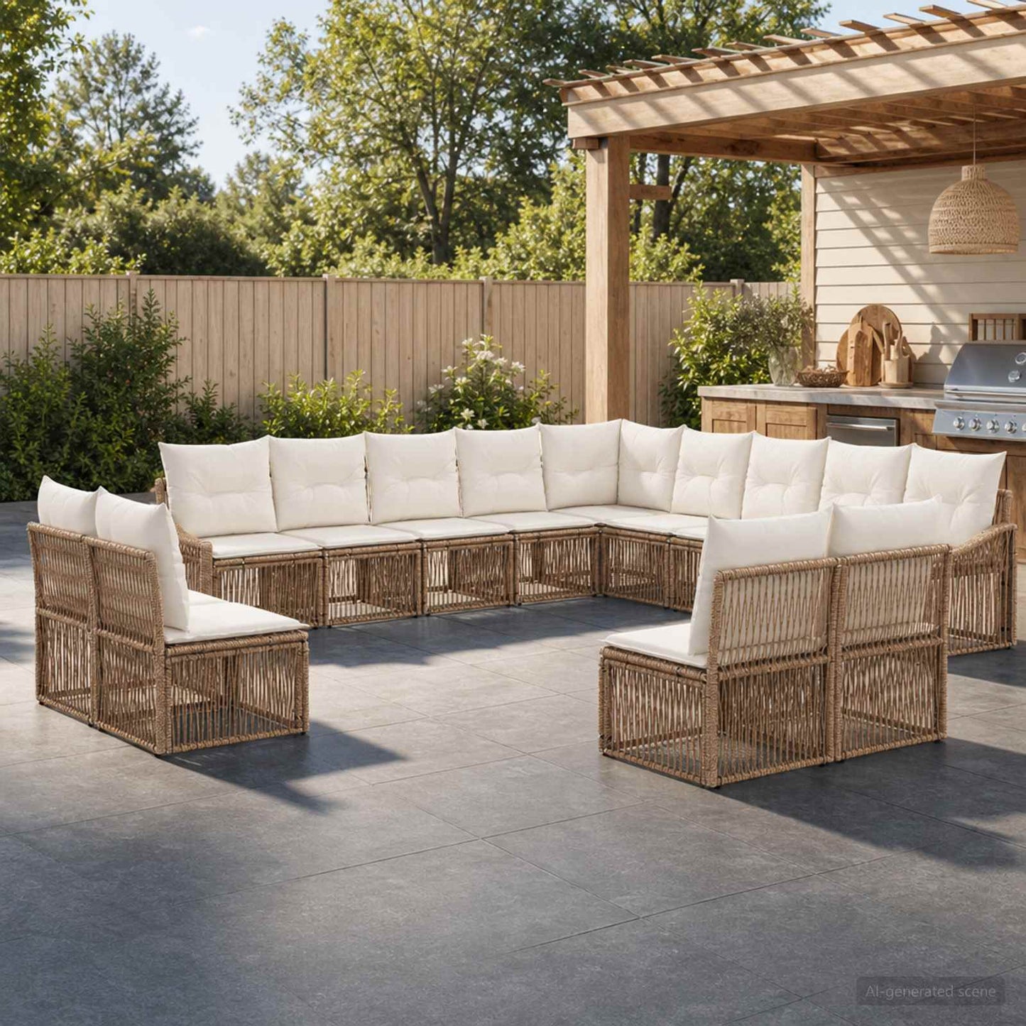 Set Divano da Giardino 13 pcs Beige polyrattan | homemem39