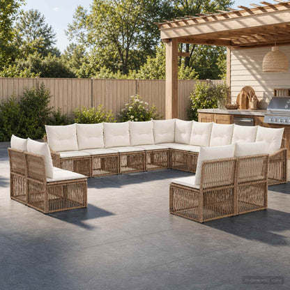 Set Divano da Giardino 13 pcs Beige polyrattan | homemem39