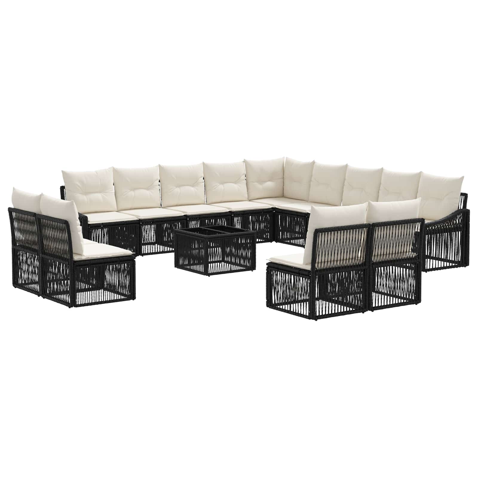 Set Divano da Giardino 14 pcs Nero polyrattan | homemem39