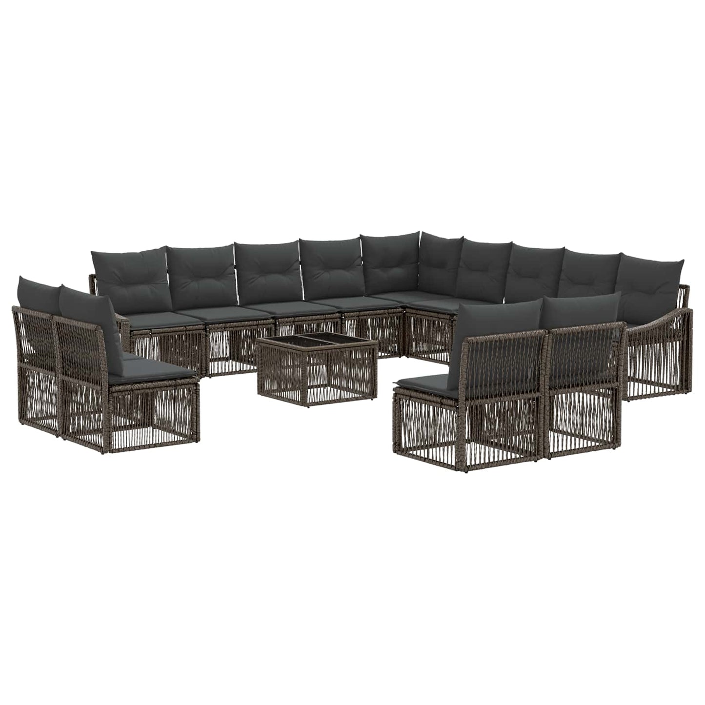 Set Divano da Giardino 14 pcs Grigio polyrattan | homemem39