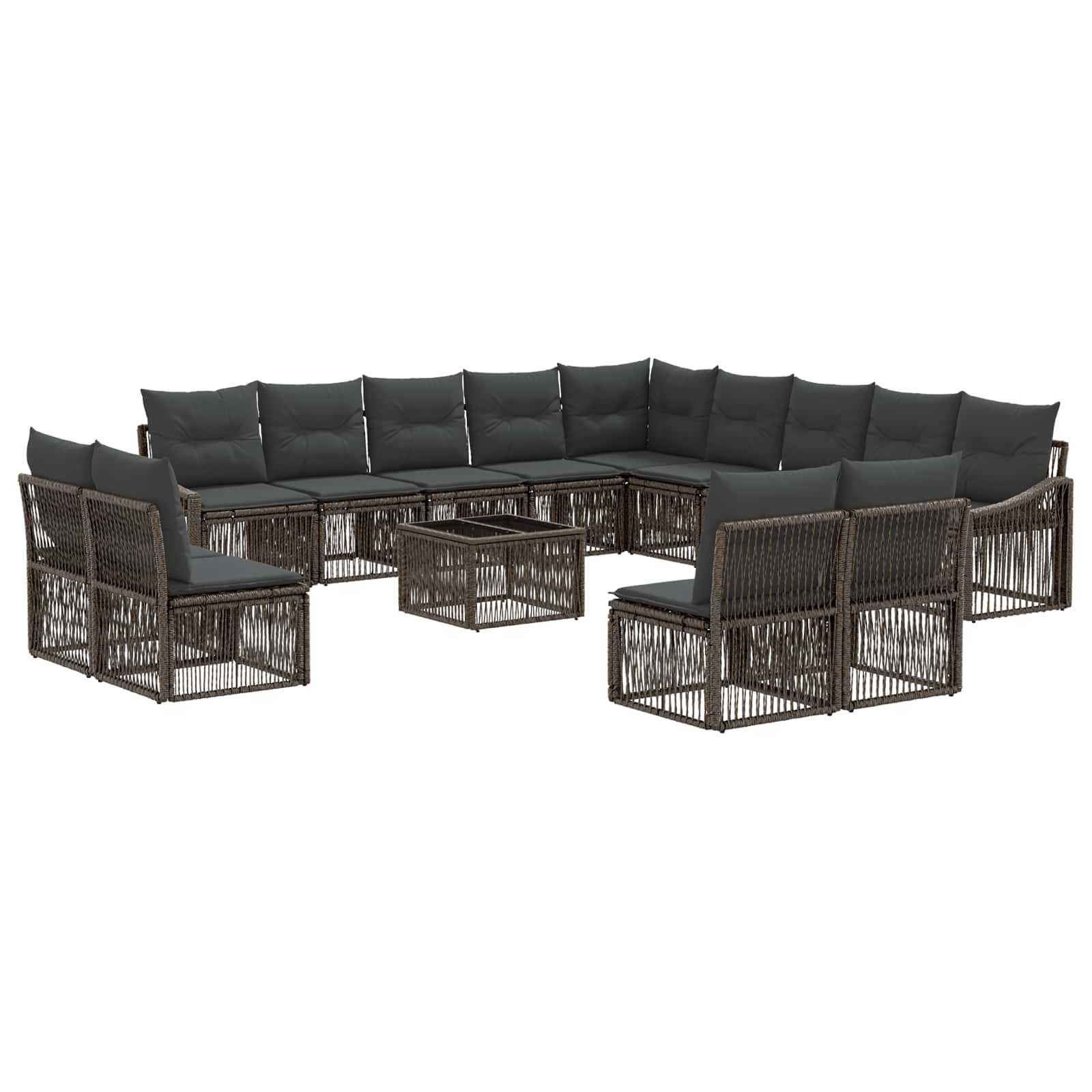 Set Divano da Giardino 14 pcs Grigio polyrattan | homemem39
