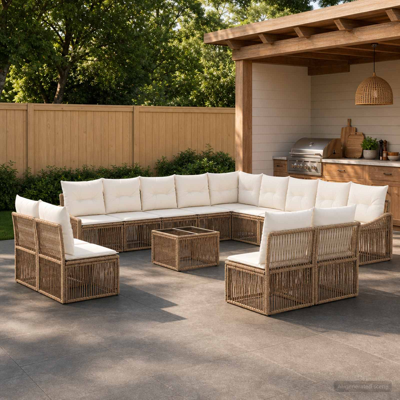 Set Divano da Giardino 14 pcs Beige polyrattan | homemem39