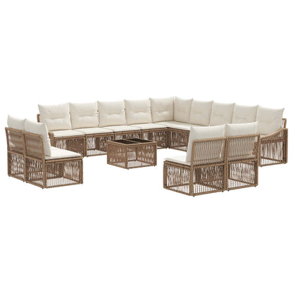Set Divano da Giardino 14 pcs Beige polyrattan | homemem39