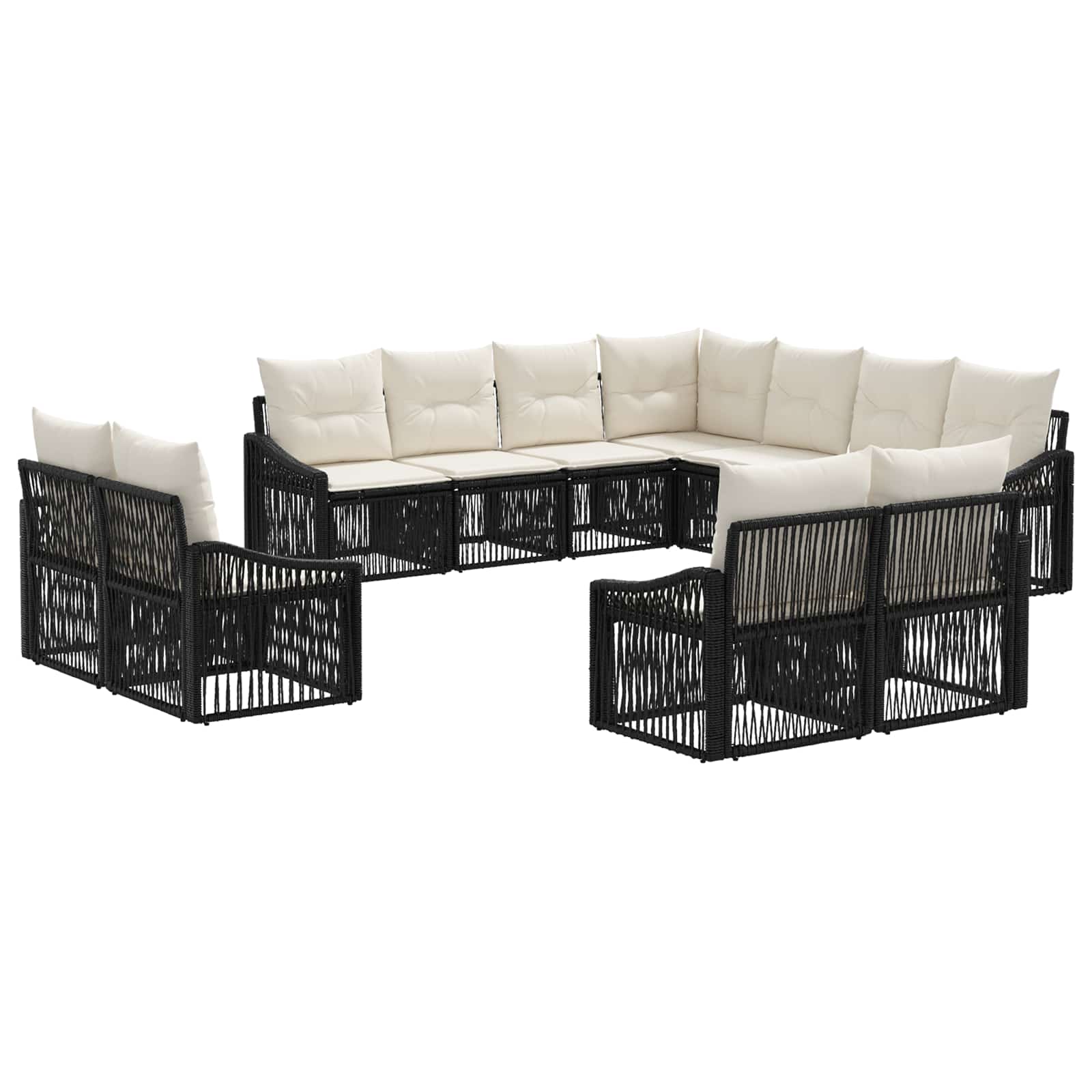 Set Divano da Giardino 11 pcs Nero polyrattan | homemem39