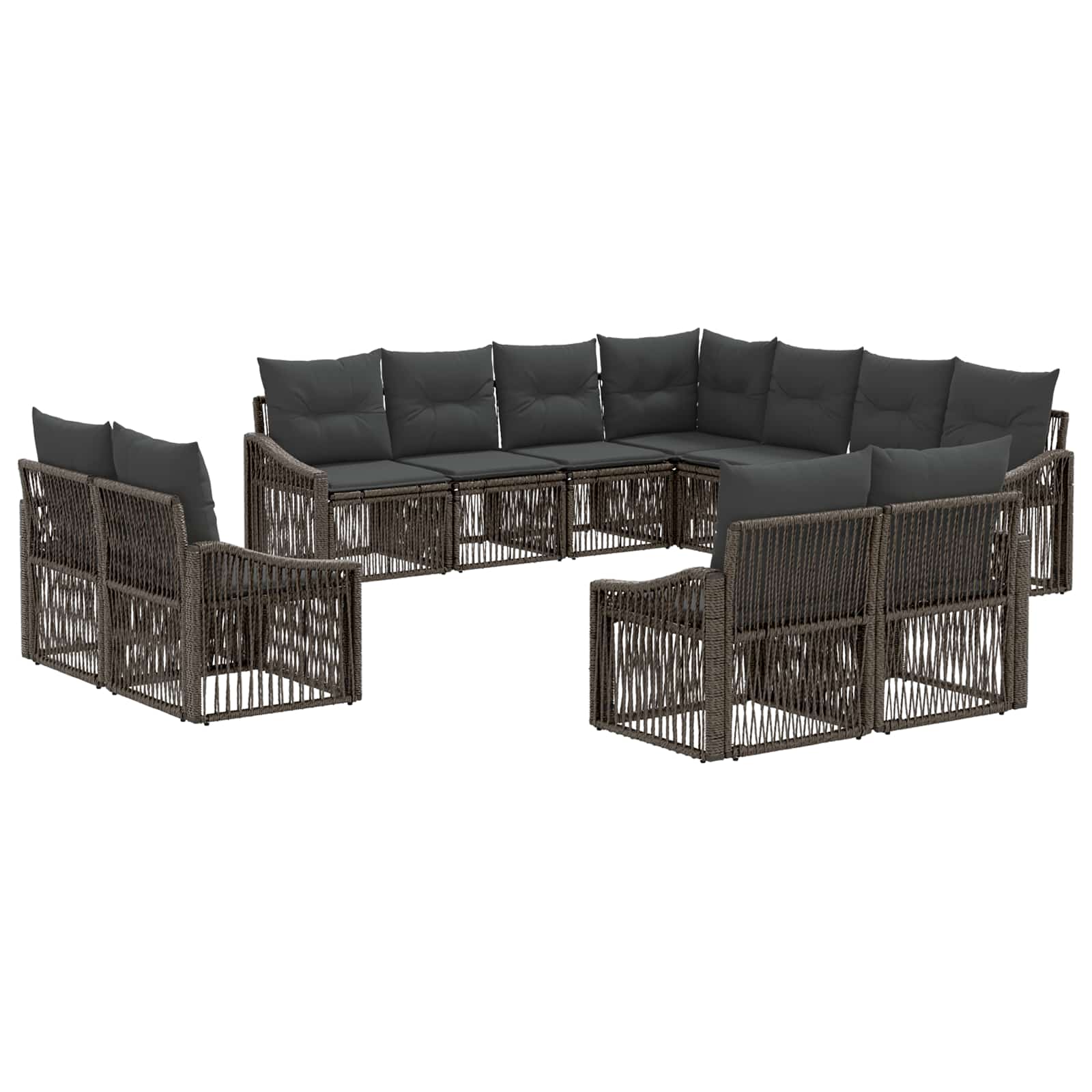 Set Divano da Giardino 11 pcs Grigio polyrattan | homemem39
