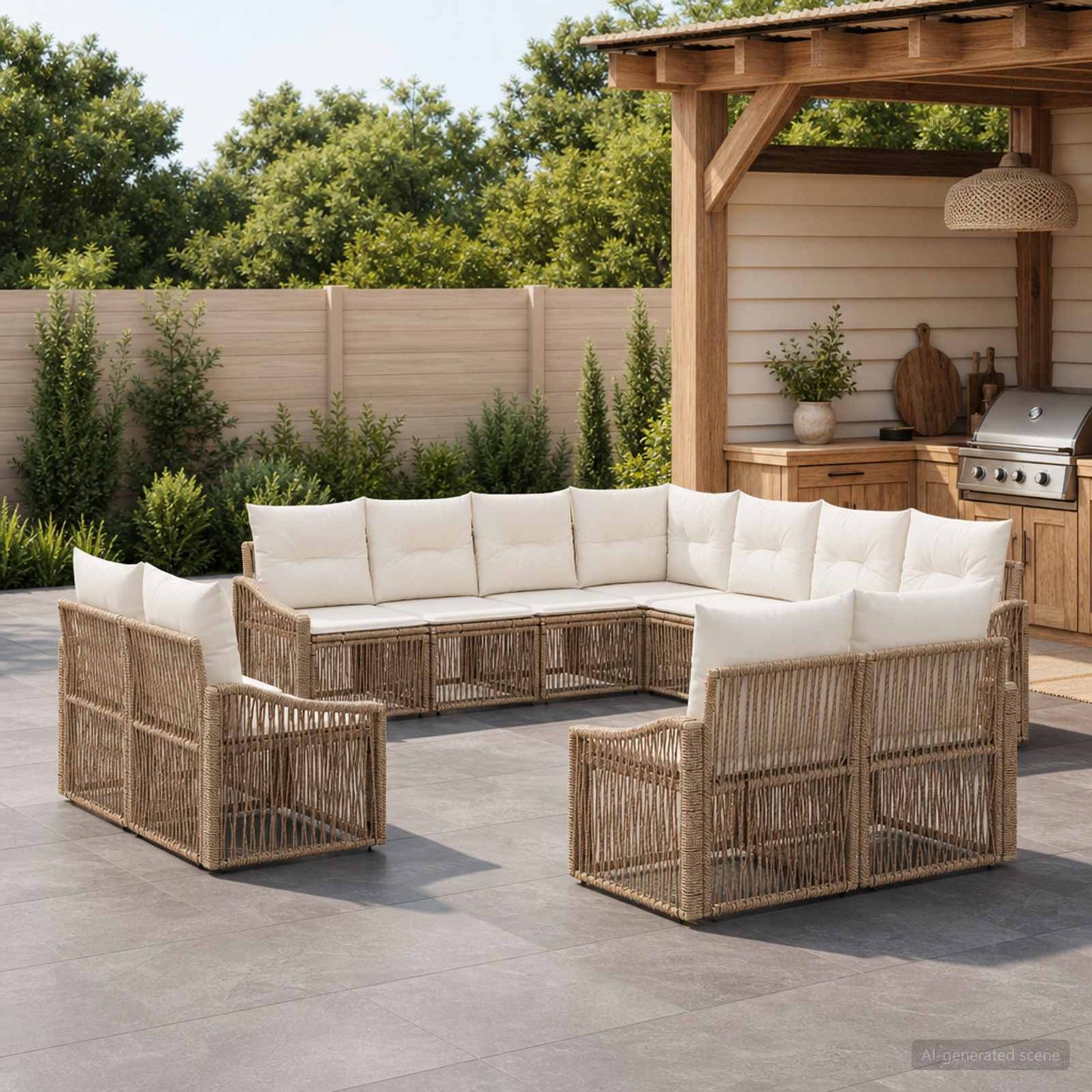 Set Divano da Giardino 11 pcs Beige polyrattan | homemem39