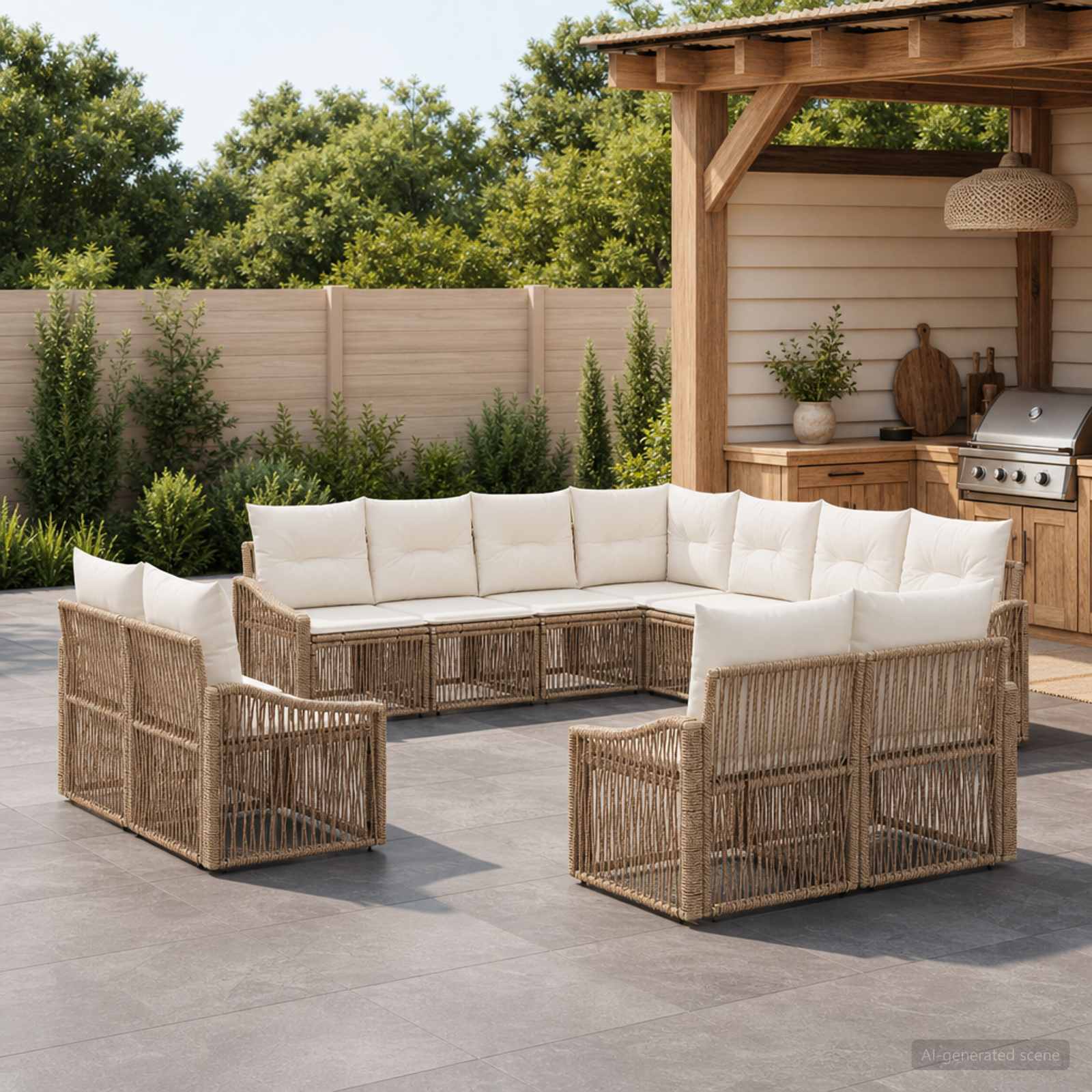 Set Divano da Giardino 11 pcs Beige polyrattan | homemem39