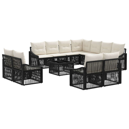 Set Divano da Giardino 12 pcs Nero polyrattan | homemem39
