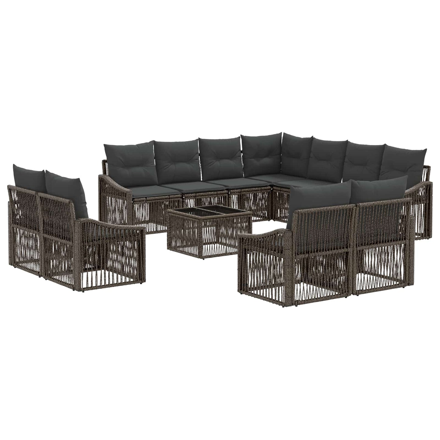 Set Divano da Giardino 12 pcs Grigio polyrattan | homemem39