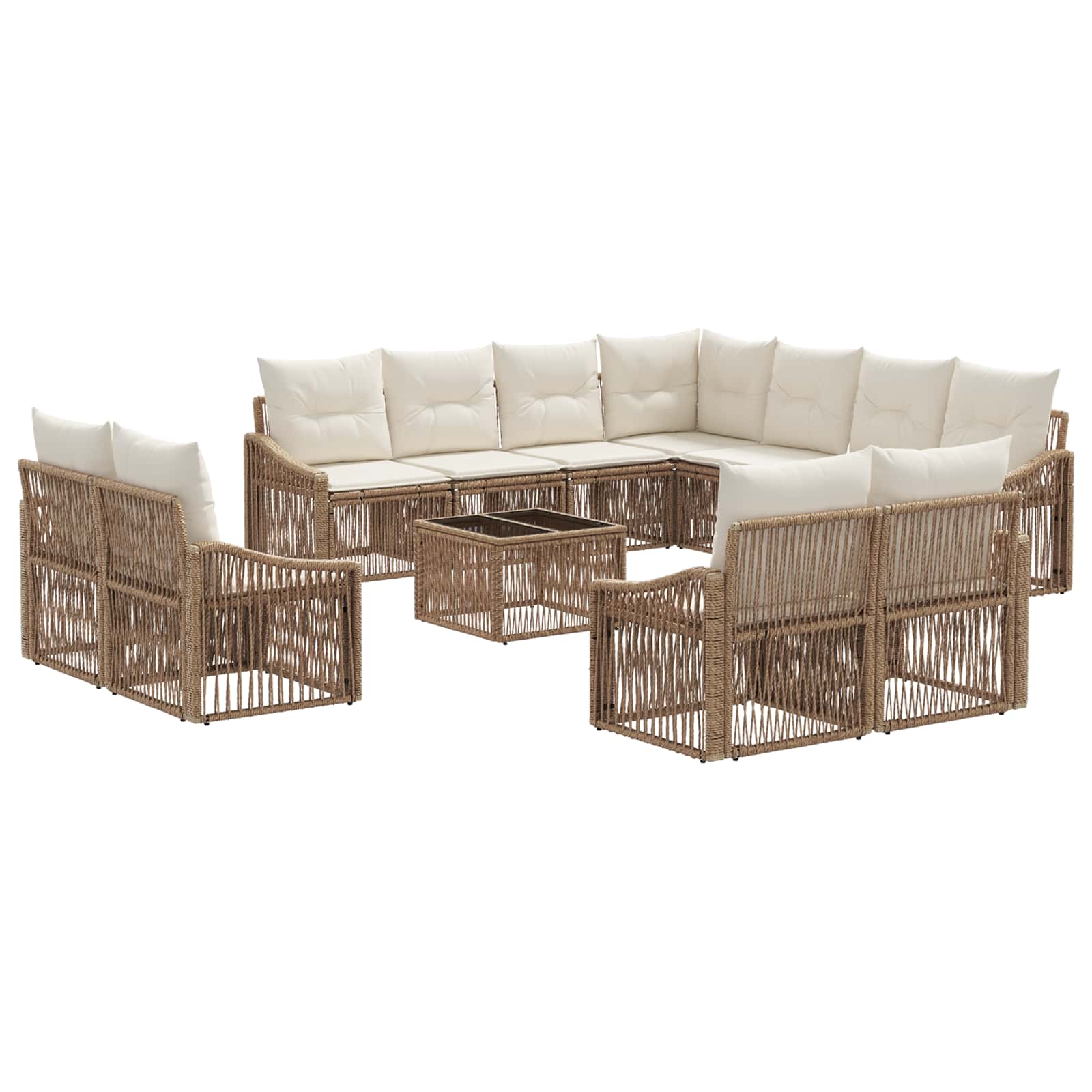 Set Divano da Giardino 12 pcs Beige polyrattan | homemem39