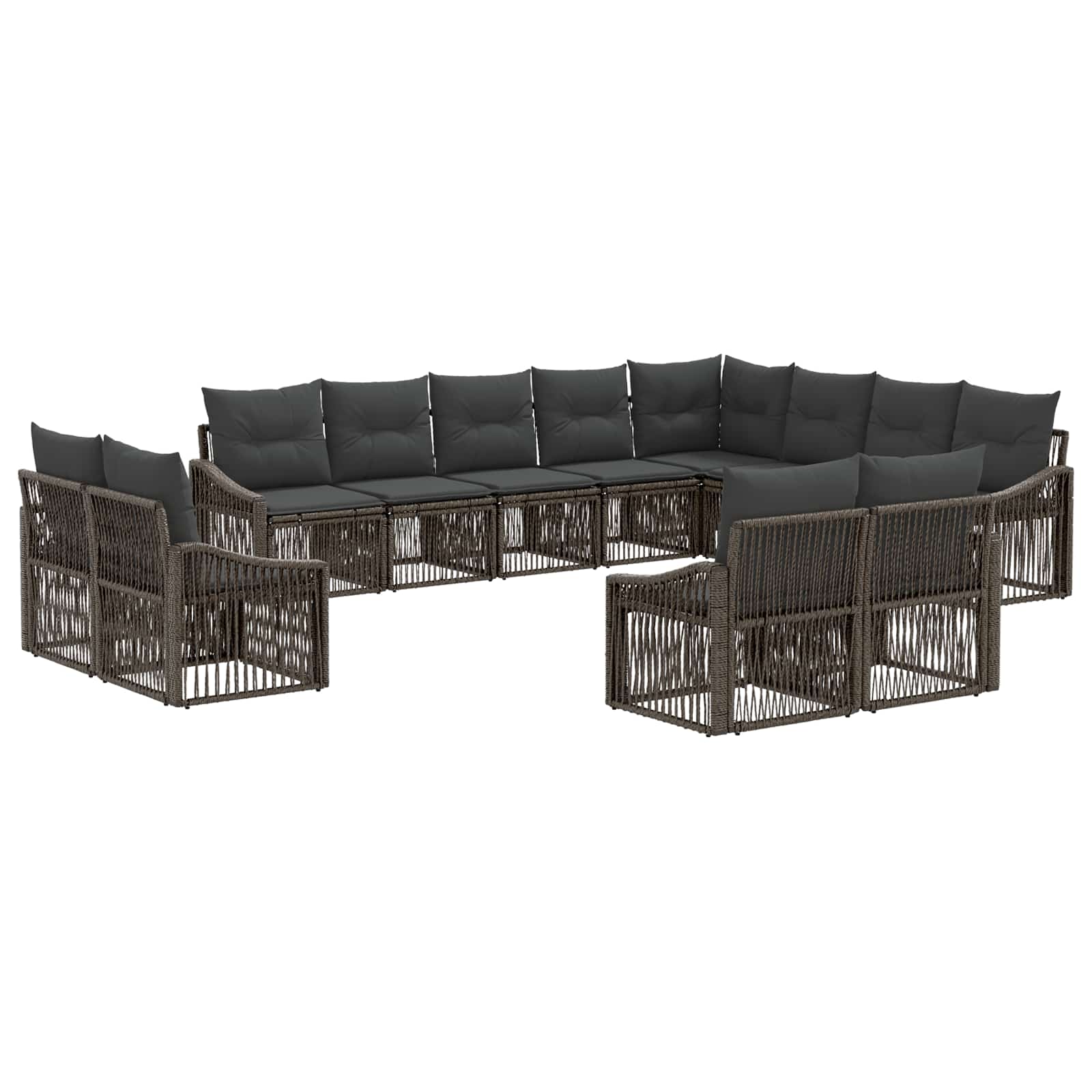 Set Divano da Giardino 12 pcs Grigio polyrattan | homemem39