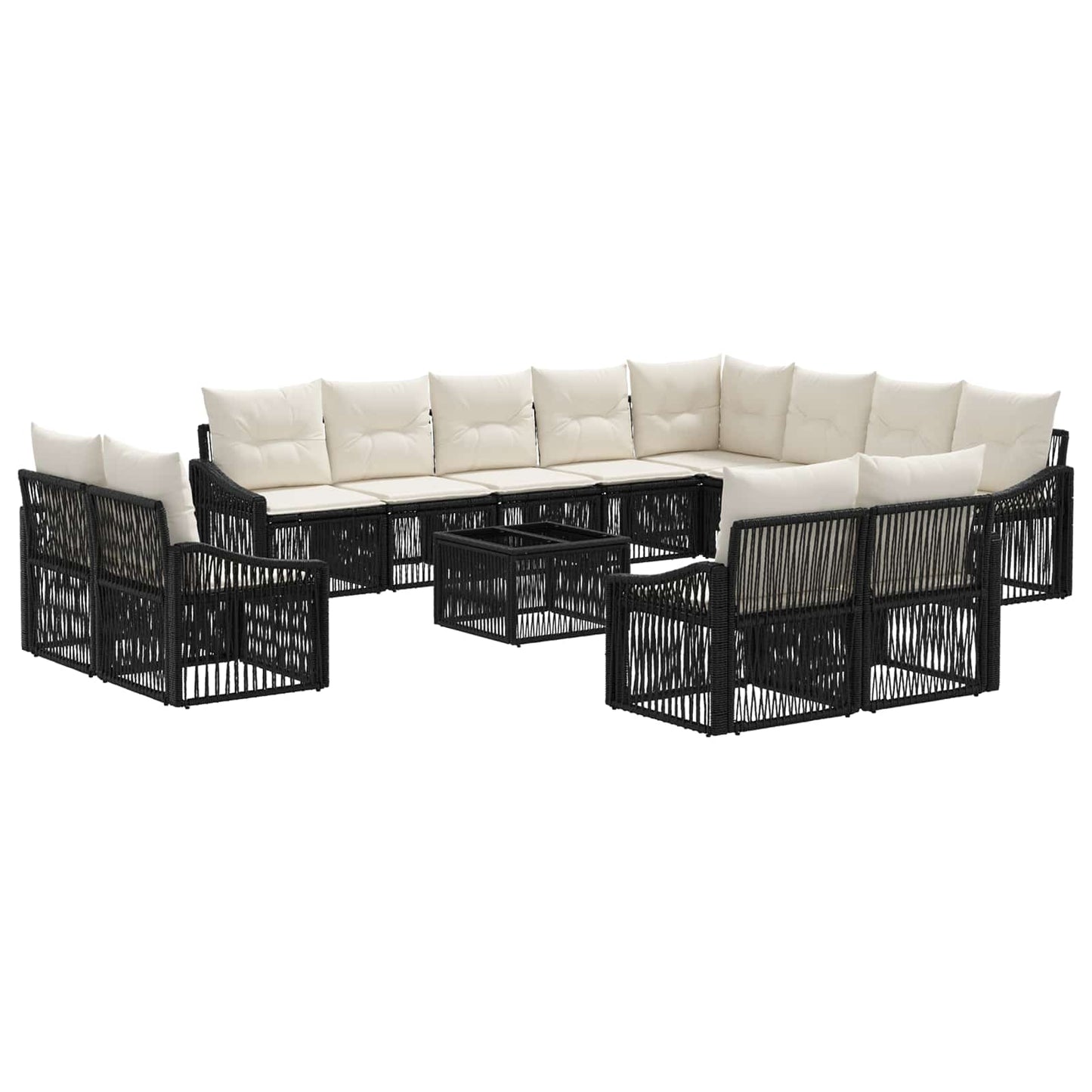 Set Divano da Giardino 13 pcs Nero polyrattan | homemem39