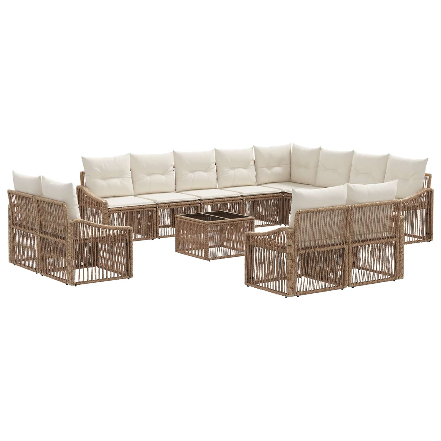 Set Divano da Giardino 13 pcs Beige polyrattan | homemem39