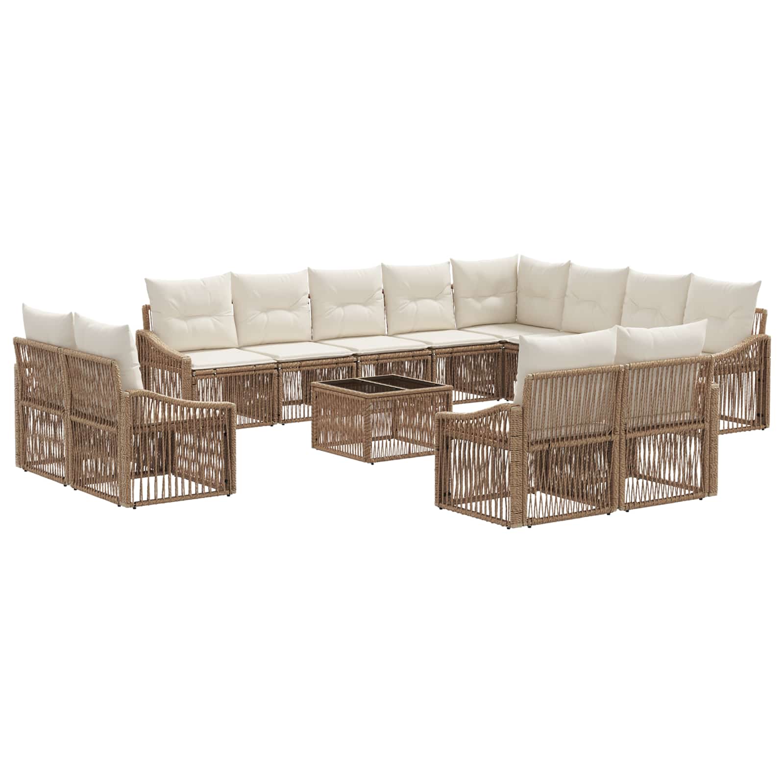 Set Divano da Giardino 13 pcs Beige polyrattan | homemem39
