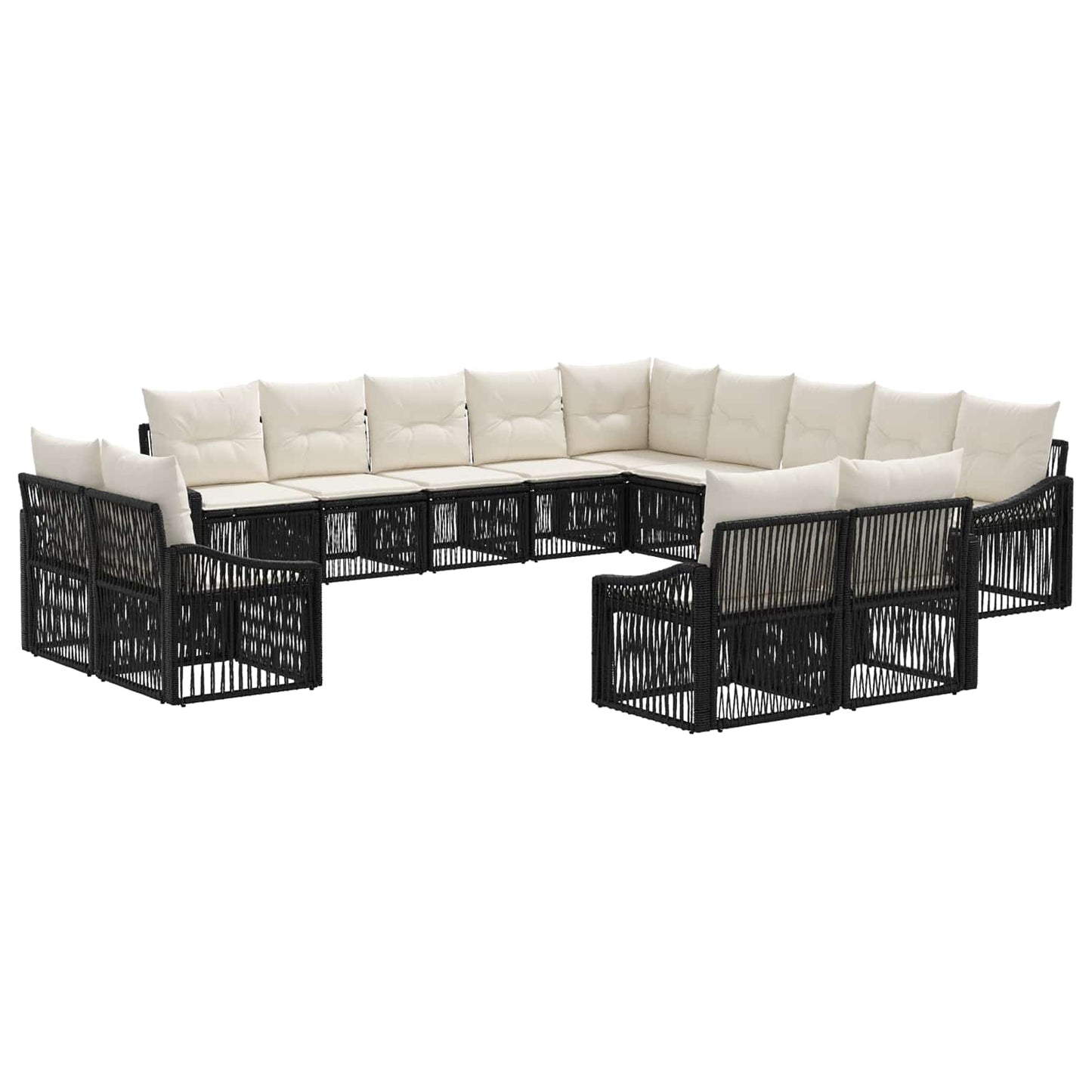 Set Divano da Giardino 13 pcs Nero polyrattan | homemem39