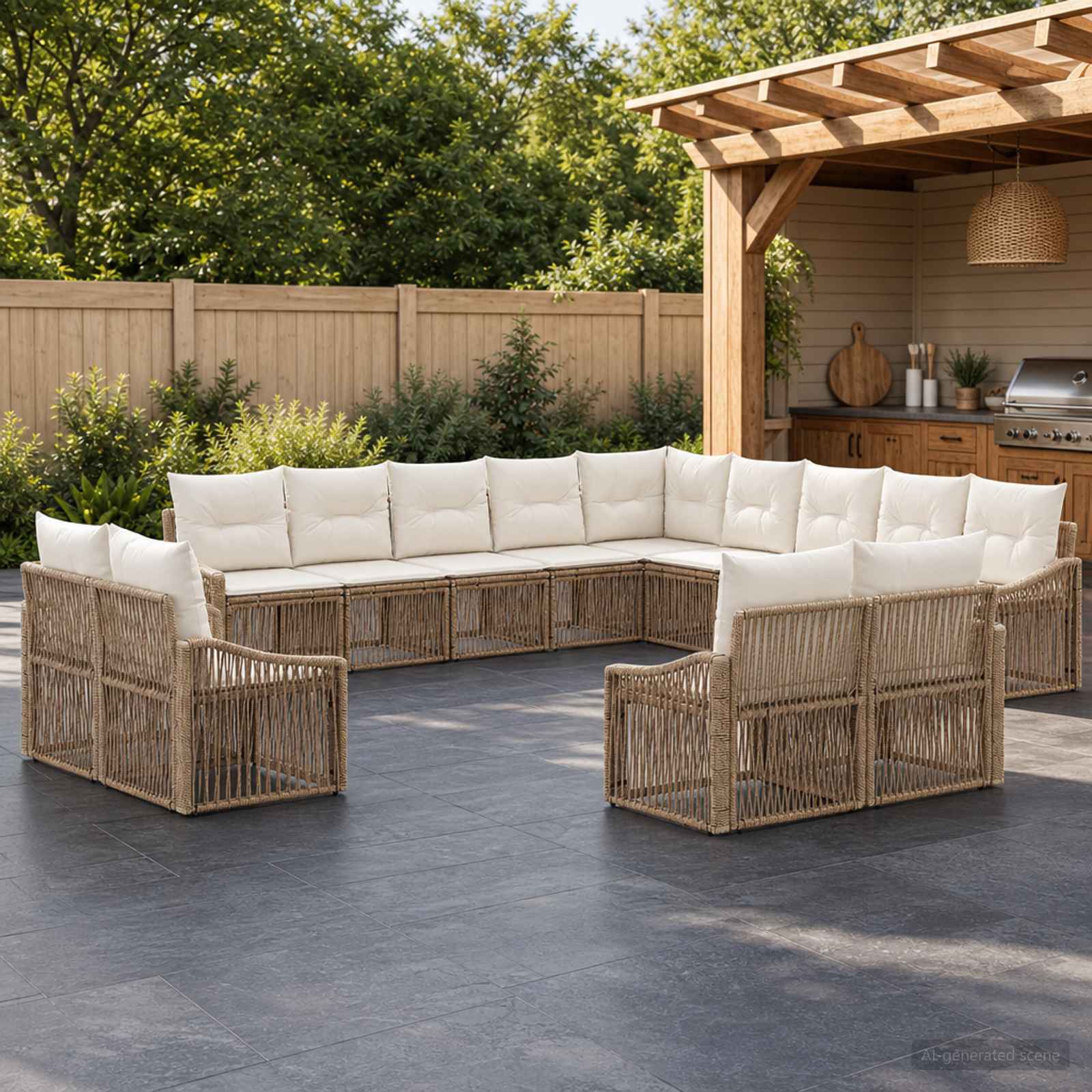 Set Divano da Giardino 13 pcs Beige polyrattan | homemem39