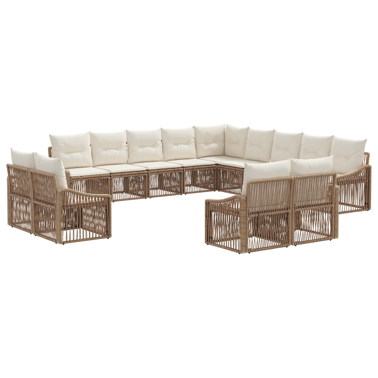 Set Divano da Giardino 13 pcs Beige polyrattan | homemem39