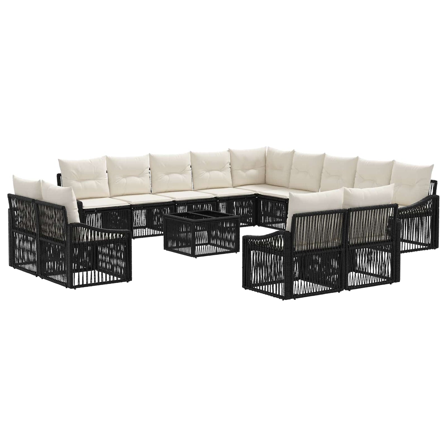 Set Divano da Giardino 14 pcs Nero polyrattan | homemem39