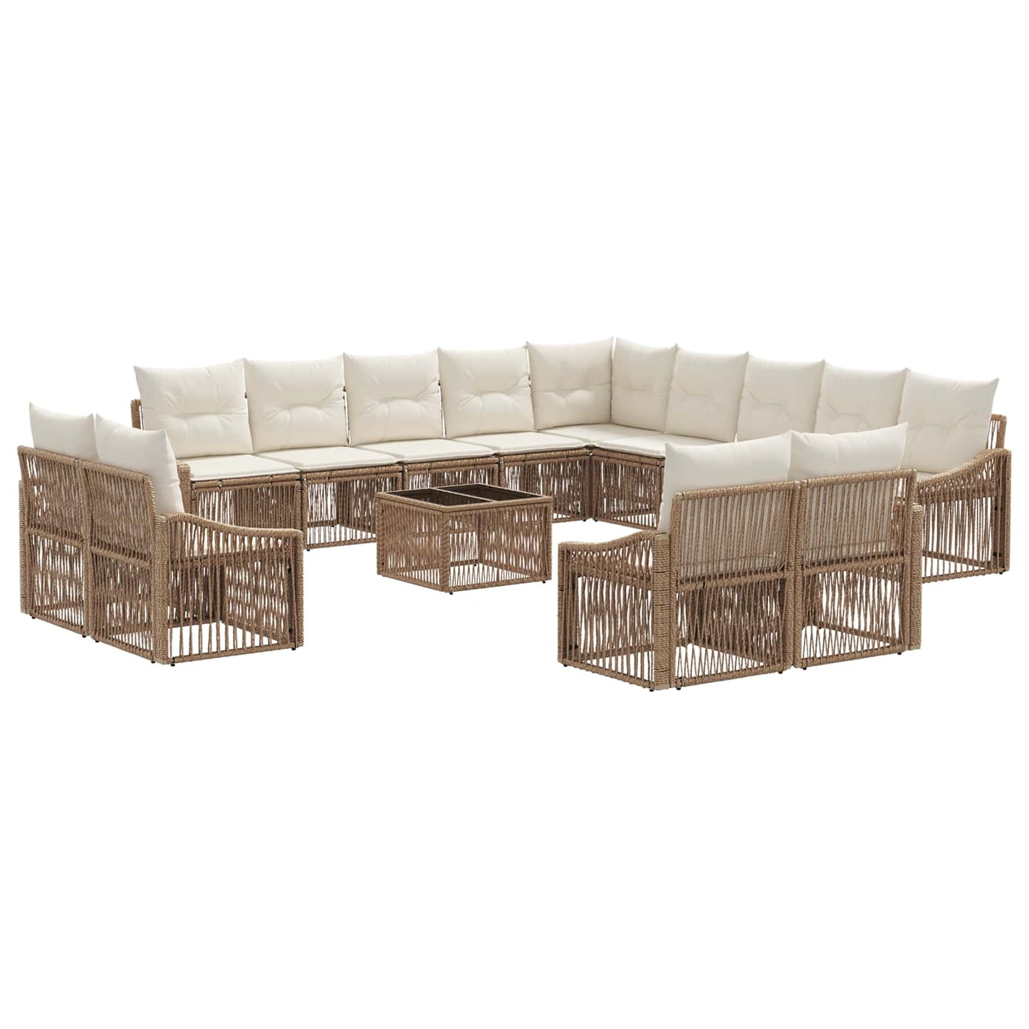 Set Divano da Giardino 14 pcs Beige polyrattan | homemem39