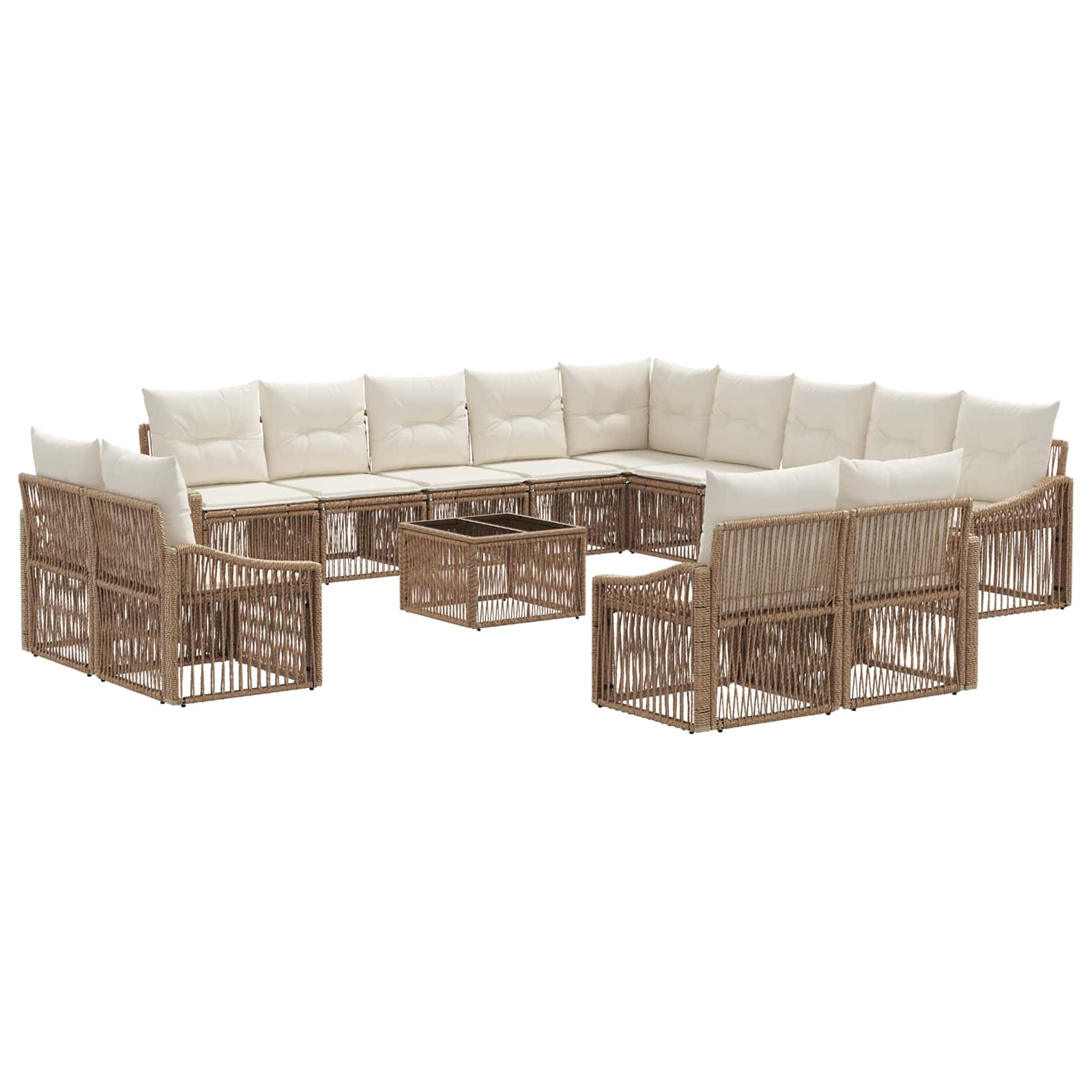 Set Divano da Giardino 14 pcs Beige polyrattan | homemem39