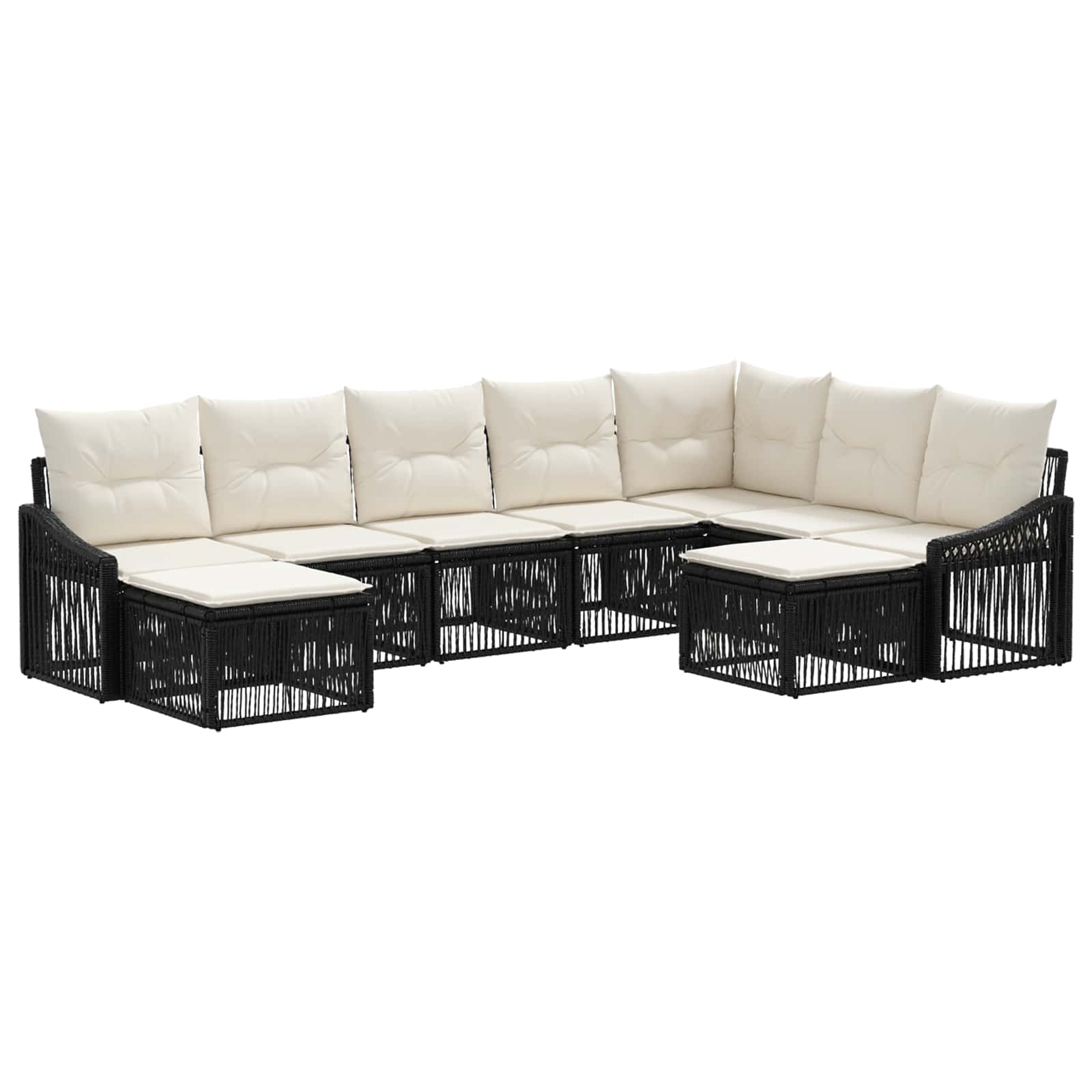 Set Divano da Giardino 9 pcs Nero polyrattan | homemem39
