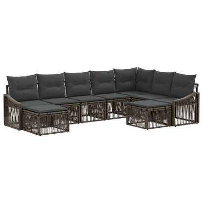 Set Divano da Giardino 9 pcs Grigio polyrattan | homemem39