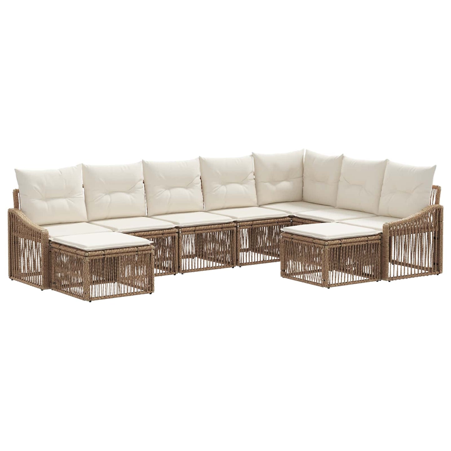 Set Divano da Giardino 9 pcs Beige polyrattan