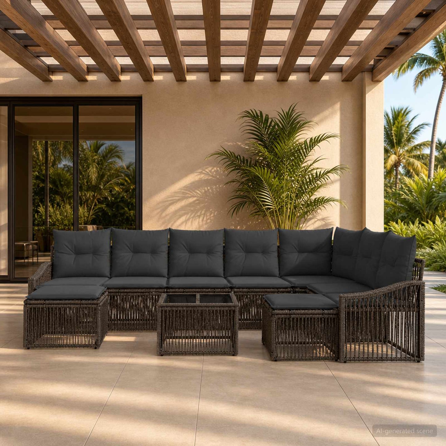 Set Divano da Giardino 10 pcs Grigio polyrattan | homemem39