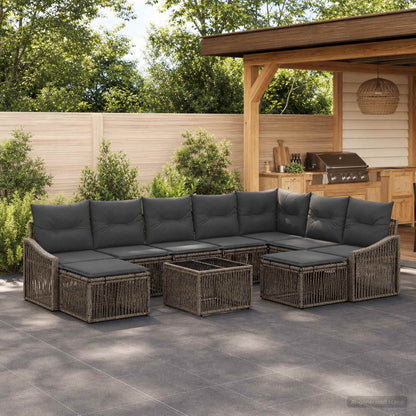Set Divano da Giardino 10 pcs Grigio polyrattan | homemem39
