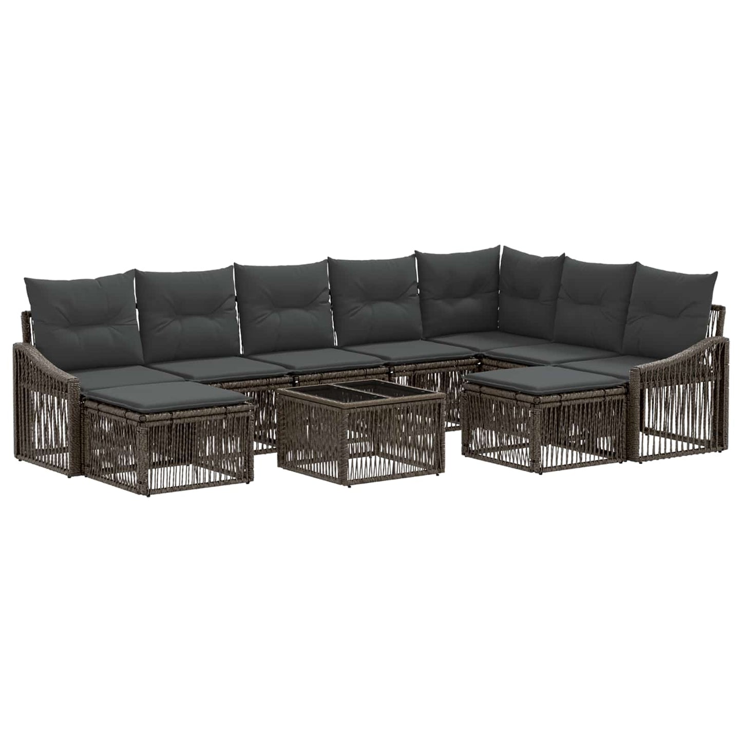 Set Divano da Giardino 10 pcs Grigio polyrattan | homemem39