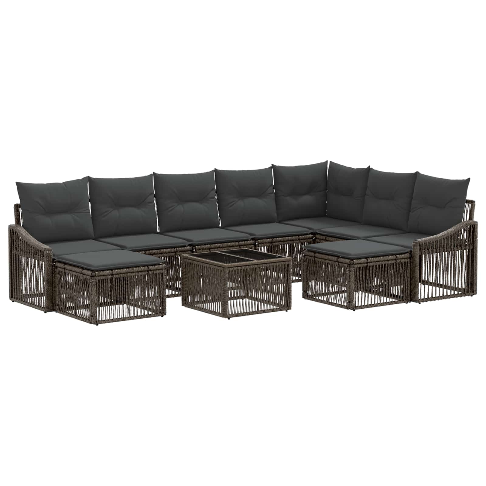 Set Divano da Giardino 10 pcs Grigio polyrattan | homemem39