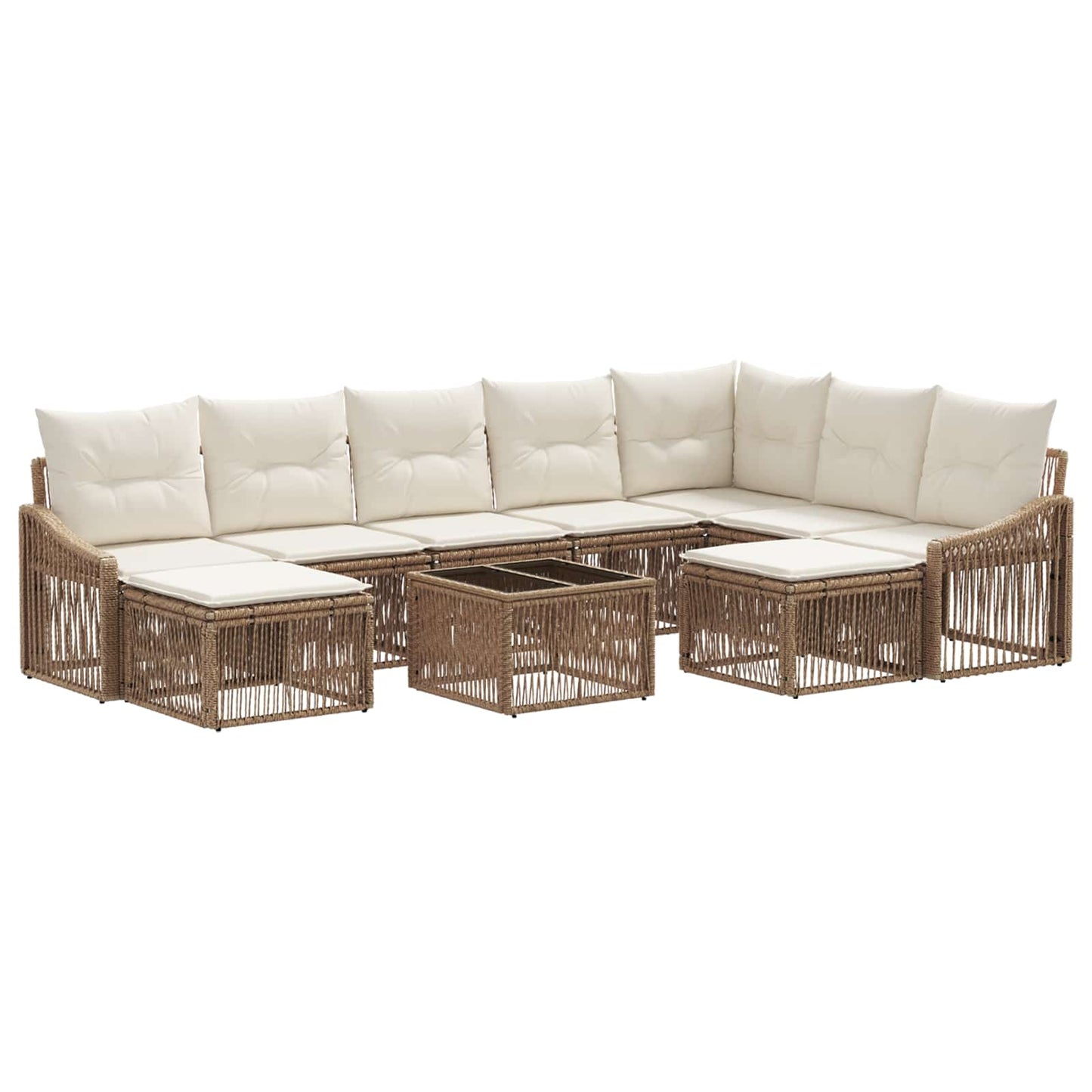 Set Divano da Giardino 10 pcs Beige polyrattan | homemem39