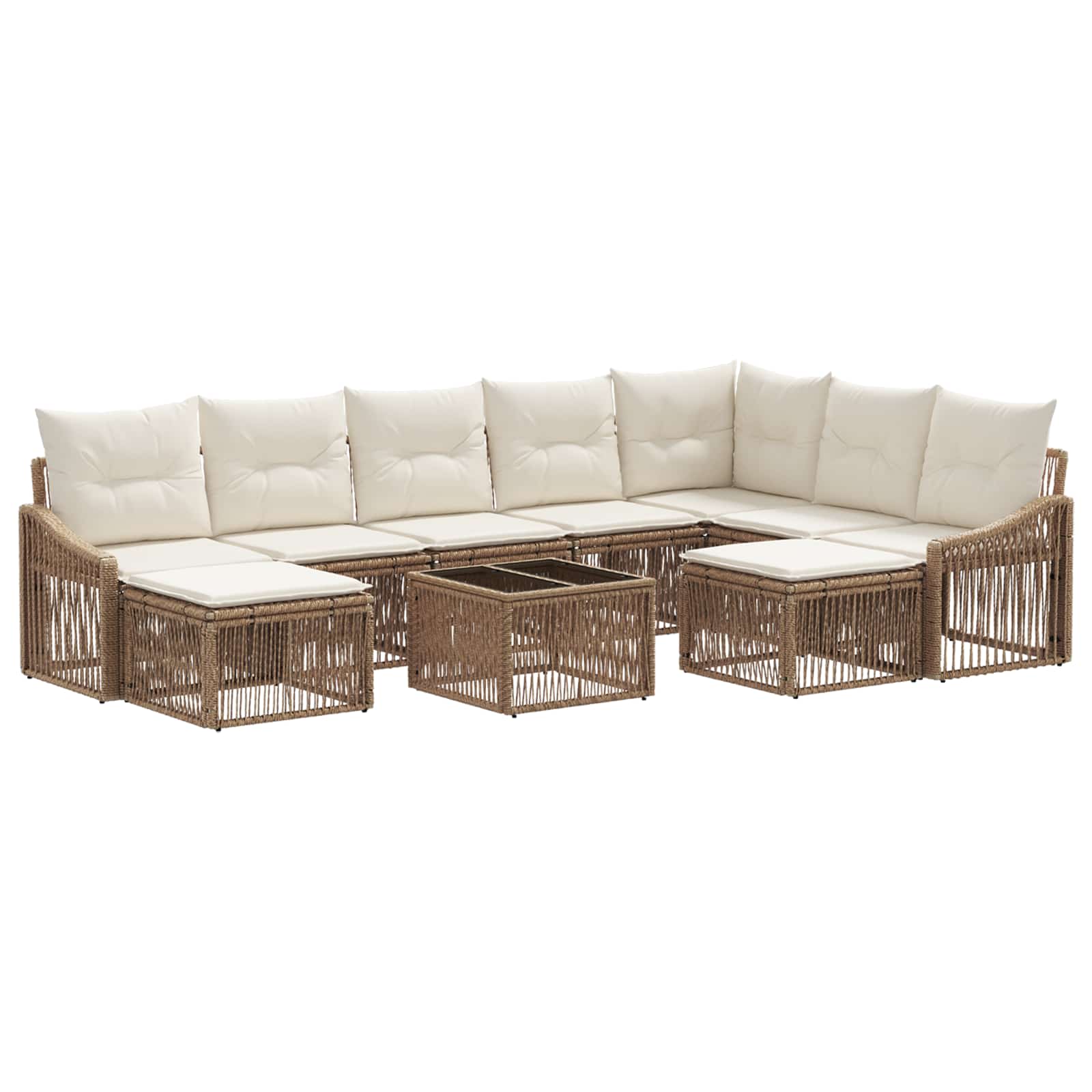 Set Divano da Giardino 10 pcs Beige polyrattan | homemem39