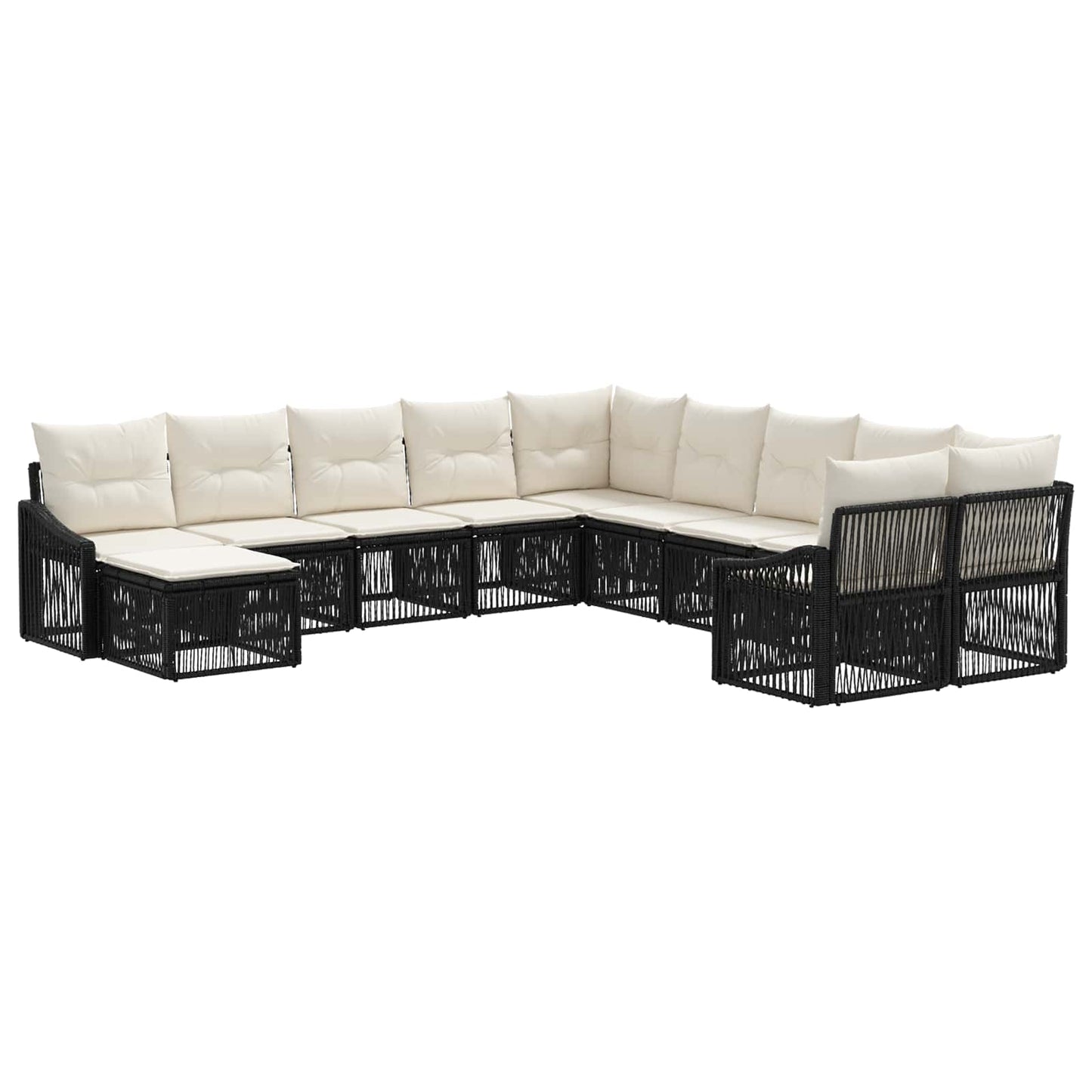 Set Divano da Giardino 11 pcs Nero polyrattan | homemem39