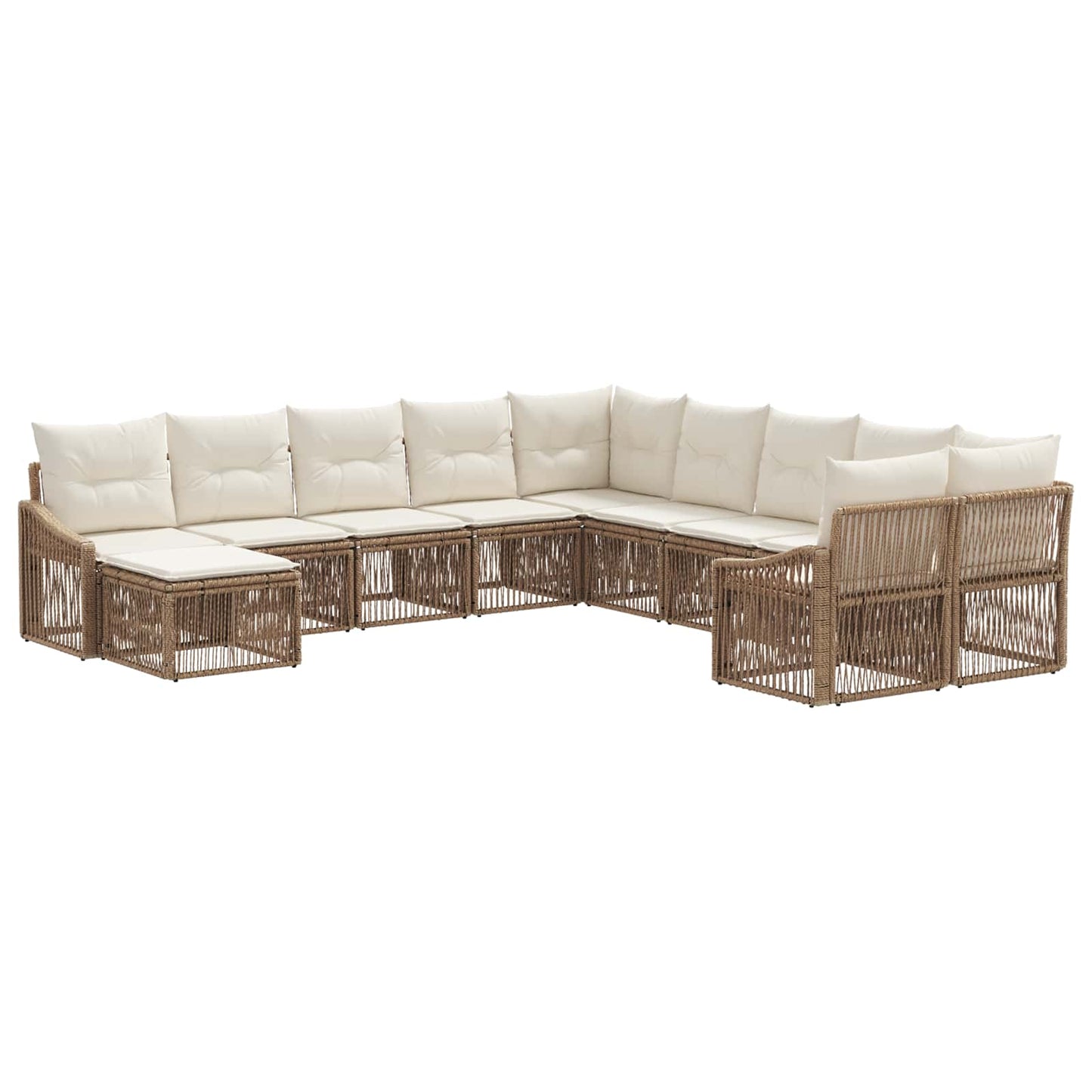 Set Divano da Giardino 11 pcs Beige polyrattan | homemem39