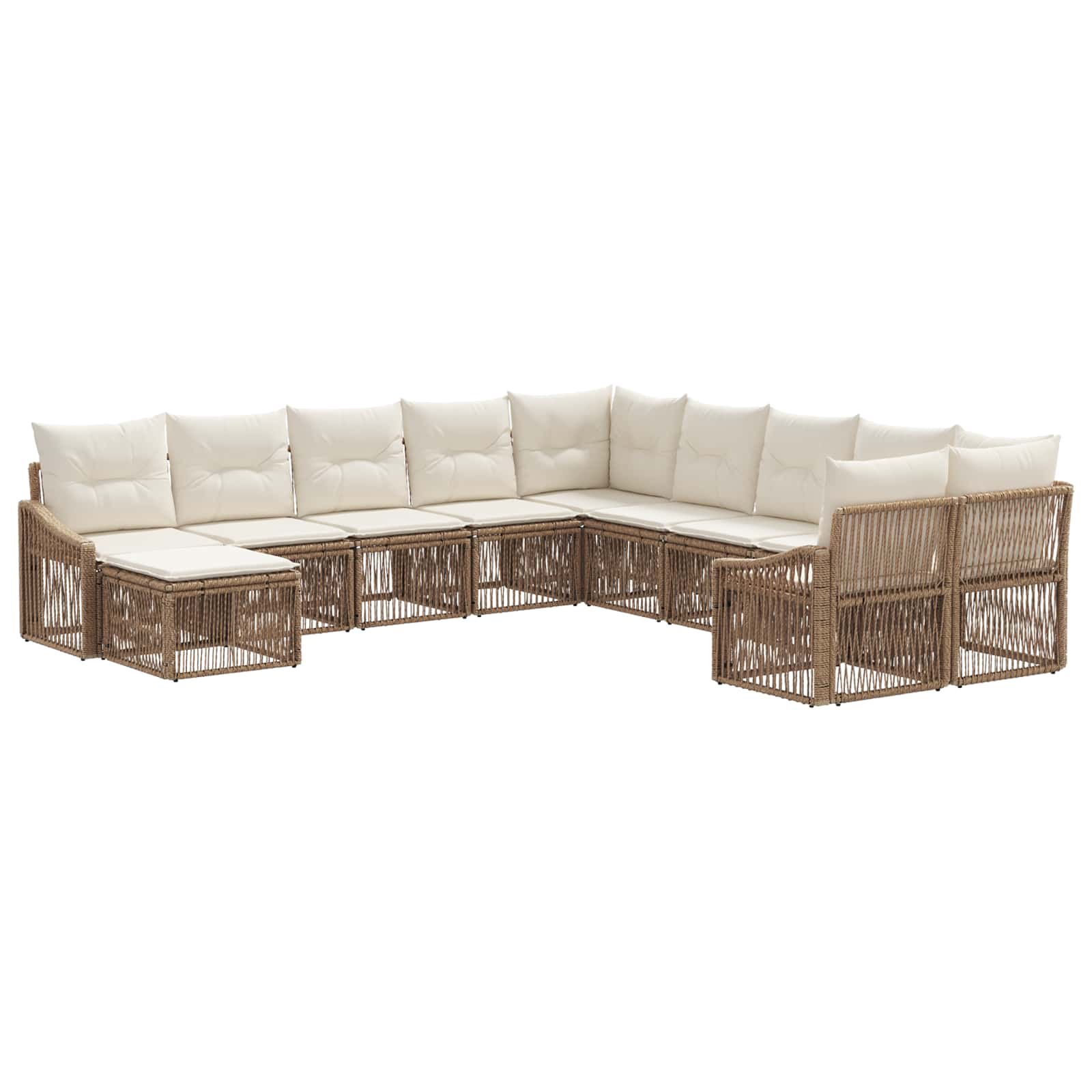 Set Divano da Giardino 11 pcs Beige polyrattan | homemem39