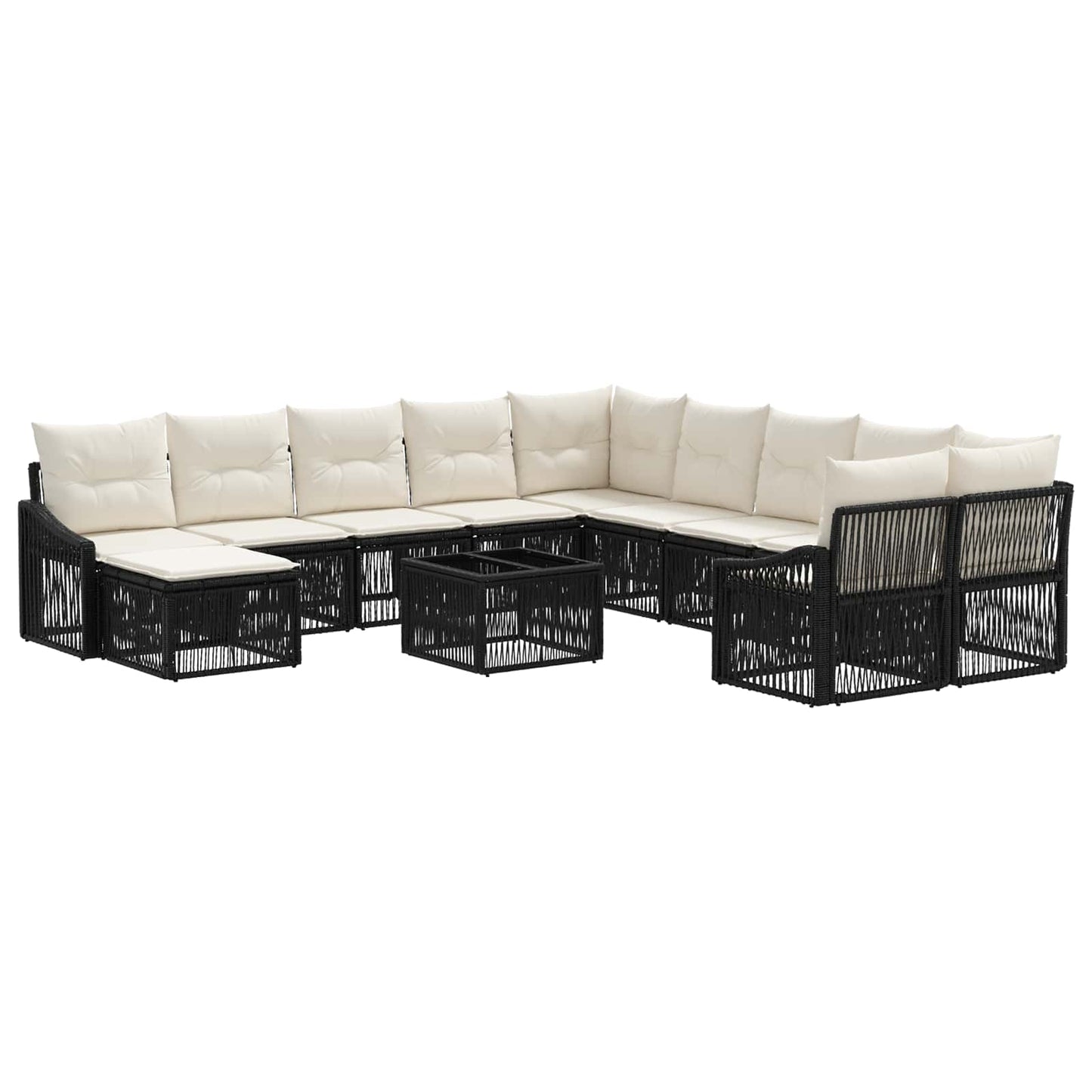 Set Divano da Giardino 12 pcs Nero polyrattan | homemem39