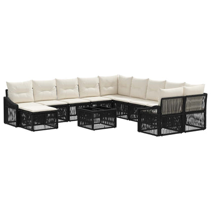 Set Divano da Giardino 12 pcs Nero polyrattan | homemem39