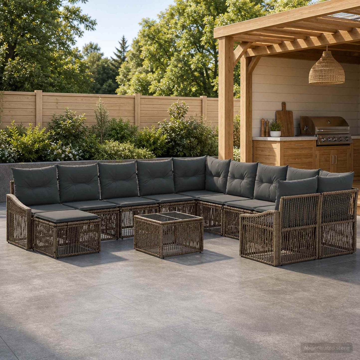 Set Divano da Giardino 12 pcs Grigio polyrattan | homemem39